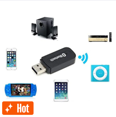 Bluetooth Adapter Audio Music Receiver with 3.5mm aux Cable Compatible with car Media Player & Convert Old Speakers into Wireless