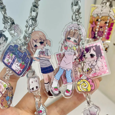 Acrylic Phone Charm Cute Girl Character Decorative Keyring Bag & Book Charm