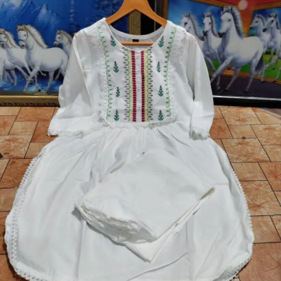 Georgette Embroidered Two Piece Set Label Madhuri Indian Double Lace Up Readymade Tops