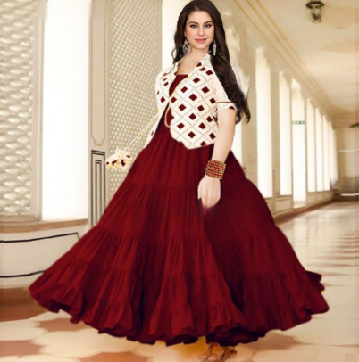 Gown Long Kurti with Koti – Stylish Women Linen 1 Piece Long Kurti Party & Casual Wear