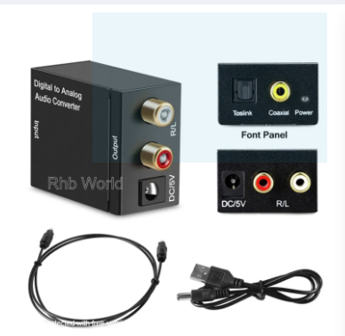 Optical Coaxial Toslink Digital to Analog Audio Converter Adapter RCA L/R 3.5mm