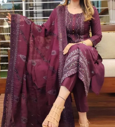 Unstitched Skin Print Cotton Three Piece Dress for Women Stylish Comfortable 3 Piece Set