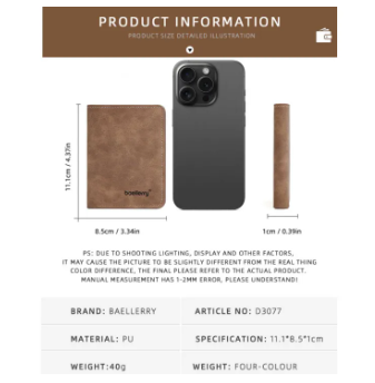 Thin Sanded Leather Multi-Card Holder | Men’s Bifold Short Wallet | PU Leather Minimalist Wallet