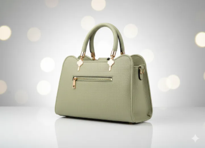 Soft Leather Women’s Office Tote Bag Cute Handbag with Metallic Lock & Bear Charm