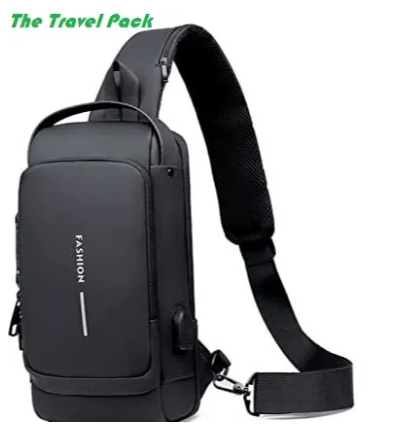 Chest Bag for Boys Waterproof Crossbody Shoulder Sports Travel Messenger Bag Black