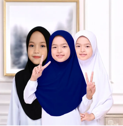 Spandex Instant Hijab for Kids 4-13 Years Soft Stretch Hijab 2025 Collection