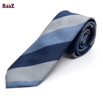 Blue Imperial Stitch Broad Stripe Statement Tie For Men – Premium Formal Office Wedding Tie