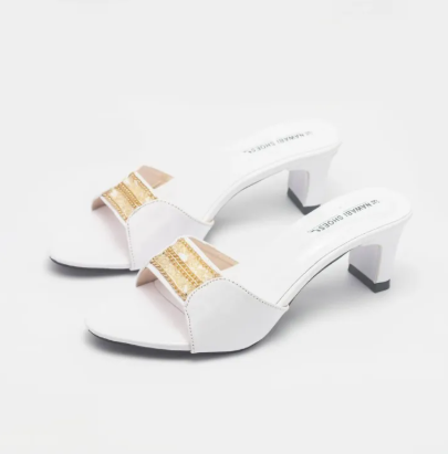 Block Heel Shoes for Women White Artificial Leather Wedge Heel Casual Fashion Sandals