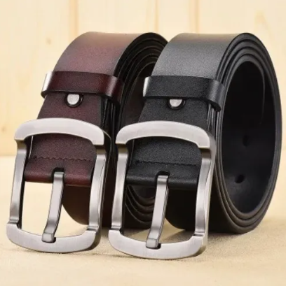 Cow Leather Men’s Belt Formal Casual Stylish Waist Belt with Silver Buckle