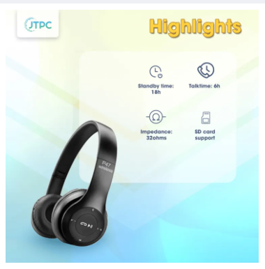 P47 Wireless Bluetooth Headphone Stereo Earphone with SD Card Slot