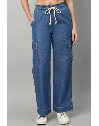 Cargo Denim Jeans Pants Men’s Street Style Two Pocket Cotton Casual Cargo Trousers